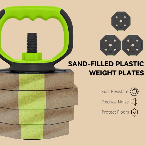 Soozier 4-in-1 Adjustable Dumbbell Set, Used as Kettlebell, Barbell, Dumbbell, Push-Up Stand, 55lbs Free Weights Set for Men and Women Home Gym