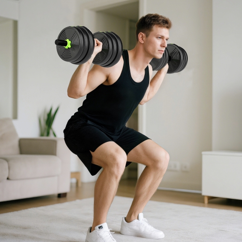 Soozier Adjustable Dumbbell Set, 3 in 1 Weights Dumbbells Set for Home Gym, 55lb Free Weights with Connector and Non-Slip Grip, Fitness Strength