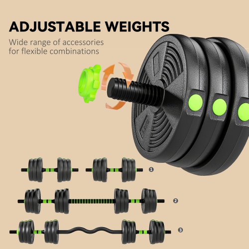 Soozier Adjustable Dumbbell Set, 3 in 1 Weights Dumbbells Set for Home Gym, 55lb Free Weights with Connector and Non-Slip Grip, Fitness Strength