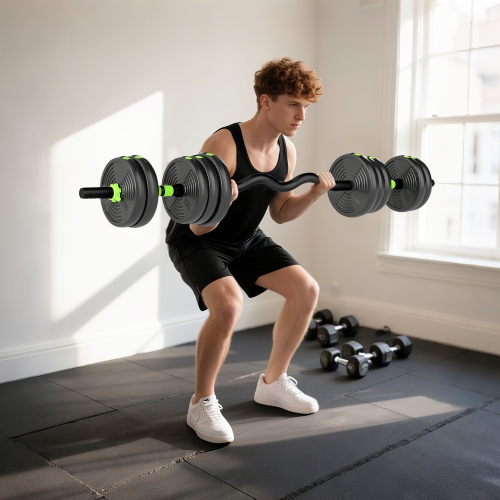 Soozier Adjustable Dumbbell Set, 3 in 1 Weights Dumbbells Set for Home Gym, 55lb Free Weights with Connector and Non-Slip Grip, Fitness Strength