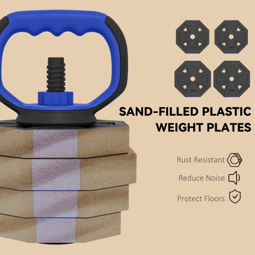 Ensemble d'haltères réglables 4-en-1 de Soozier, utilisés comme haltères, haltères, support de poussée, 66&nbsp;lb – Ensemble de poids gratuits pour