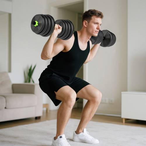 Soozier Adjustable Dumbbell Set, 3 in 1 Weights Dumbbells Set for Home Gym, 66lb Free Weights with Connector and Non-Slip Grip, Fitness Strength