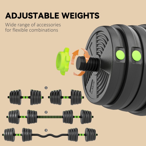 Soozier Adjustable Dumbbell Set, 3 in 1 Weights Dumbbells Set for Home Gym, 66lb Free Weights with Connector and Non-Slip Grip, Fitness Strength