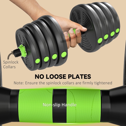 Soozier Adjustable Dumbbell Set, 3 in 1 Weights Dumbbells Set for Home Gym, 66lb Free Weights with Connector and Non-Slip Grip, Fitness Strength