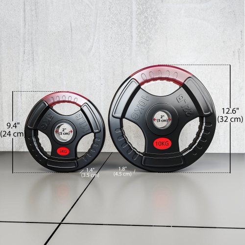 Ensemble de 4 disques Soozier, ensemble de poids de 2&nbsp;po avec trois poignées pour haltérophilie et entraînement musculaire à domicile, 2