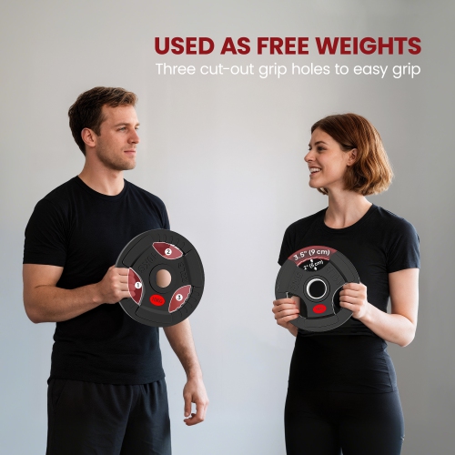 Ensemble de 4 disques Soozier, ensemble de poids de 2&nbsp;po avec trois poignées pour haltérophilie et entraînement musculaire à domicile, 2