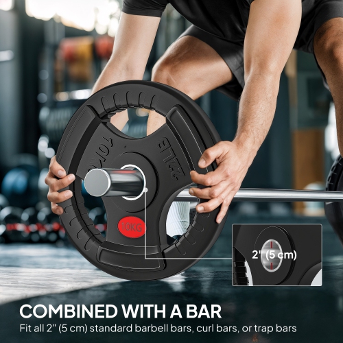 Ensemble de 4 disques Soozier, ensemble de poids de 2&nbsp;po avec trois poignées pour haltérophilie et entraînement musculaire à domicile, 2