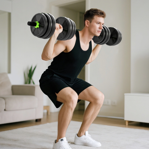 Soozier Adjustable Dumbbell Set, 3 in 1 Weights Dumbbells Set for Home Gym, 44lb Free Weights with Connector and Non-Slip Grip, Fitness Strength