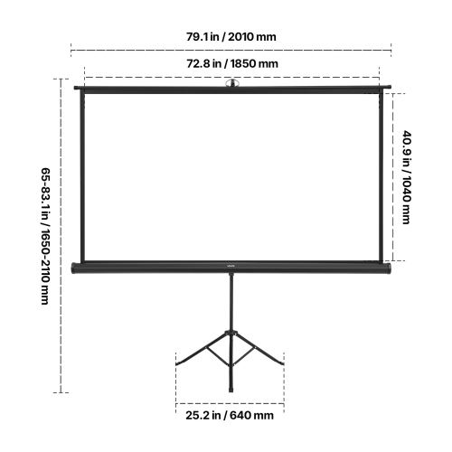 Écran de projection VEVOR de 84&nbsp;po avec support, écran de projection intérieur grand-angle de 160°, écrans de trépied portatifs sans plis HD