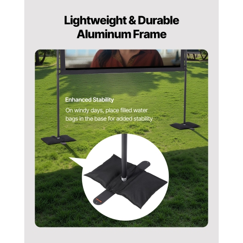 VEVOR 80 Inch Projector Screen with Stand, 160° Wide Angle Indoor Outdoor Projection Screen, 16:9 4K HD Wrinkleless Portable Dual-Stand Screens with