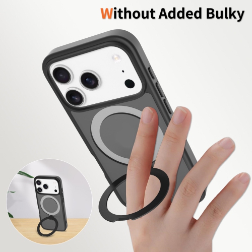 iPhone 17 Pro Max Mobile Phone Case, Magnetic Anti-Fall Frosted Bracket Protective Case, 360 Magnetic Stand for iPhone 17 Pro Max Case, Translucent