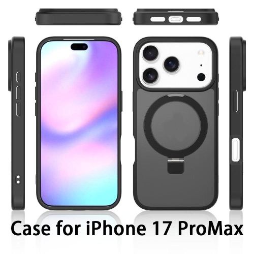 iPhone 17 Pro Max Mobile Phone Case, Magnetic Anti-Fall Frosted Bracket Protective Case, 360 Magnetic Stand for iPhone 17 Pro Max Case, Translucent