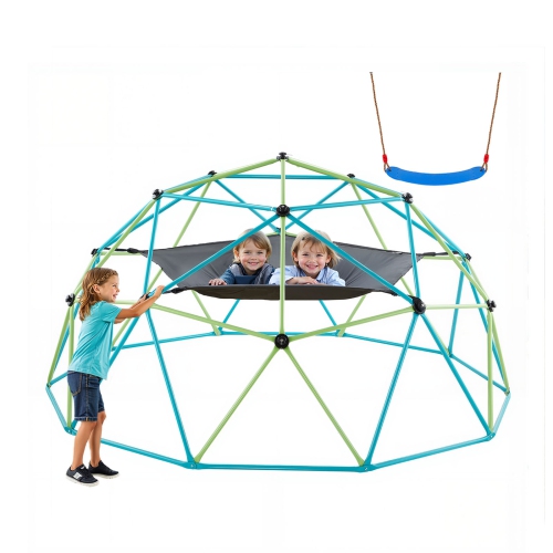 VEVOR Climbing Dome, 10FT Geometric Dome Climber with Swing & Hammock,1000LBS Loading Kid's Jungle Gym,Outdoor Backyard Climbing Equipment for Boys