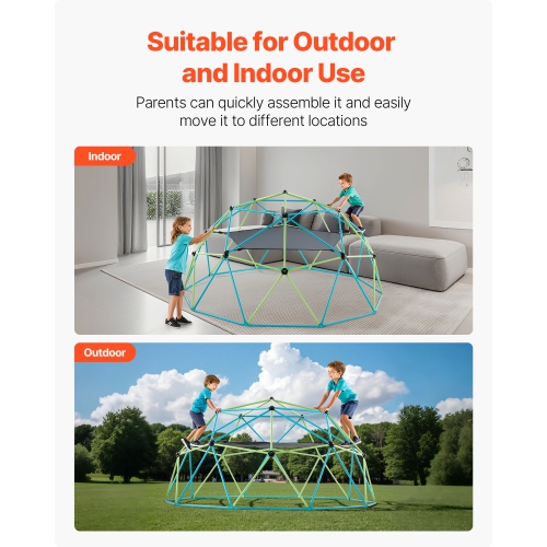 VEVOR Climbing Dome, 10FT Geometric Dome Climber with Swing & Hammock,1000LBS Loading Kid's Jungle Gym,Outdoor Backyard Climbing Equipment for Boys