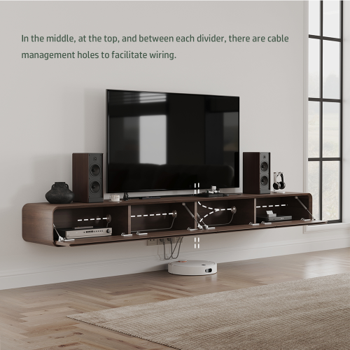 POVISON 95" floating TV stand - Wood and White