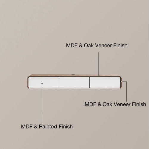 POVISON 95" floating TV stand - Wood and White