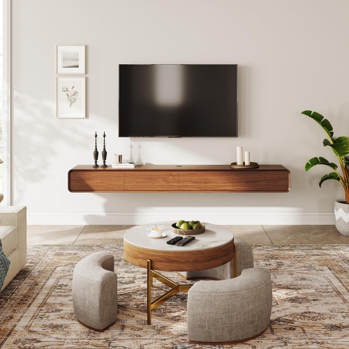 POVISON 95" floating TV stand - Wood