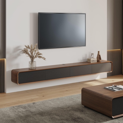 POVISON 95" floating TV stand - Wood color \ Black