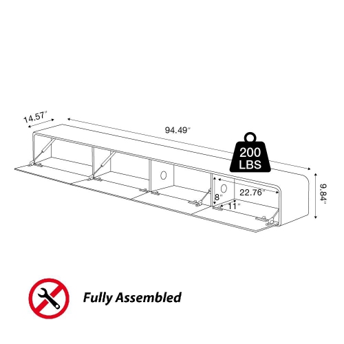 POVISON 95" floating TV stand - Wood color \ Black