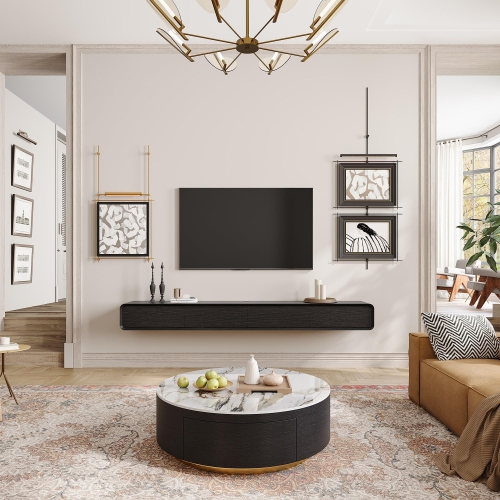 POVISON 95" floating TV stand -Black