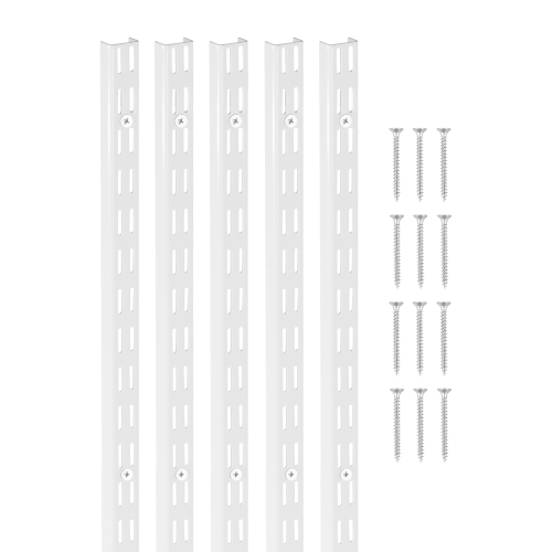 VEVOR 60-inch 5 Pack Shelf Pilaster, Dual Track Upright Wall Shelving System, Heavy Duty Support System Twin Slot Shelf Rails, 25 Screws, Suitable