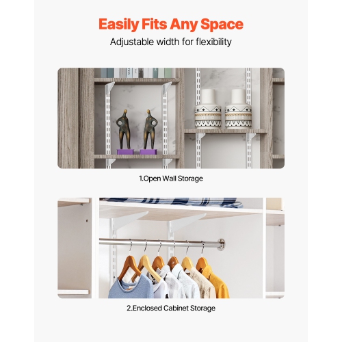 VEVOR 60-inch 5 Pack Shelf Pilaster, Dual Track Upright Wall Shelving System, Heavy Duty Support System Twin Slot Shelf Rails, 25 Screws, Suitable