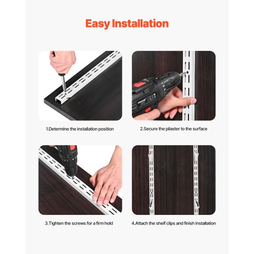 VEVOR 60-inch 5 Pack Shelf Pilaster, Dual Track Upright Wall Shelving System, Heavy Duty Support System Twin Slot Shelf Rails, 25 Screws, Suitable