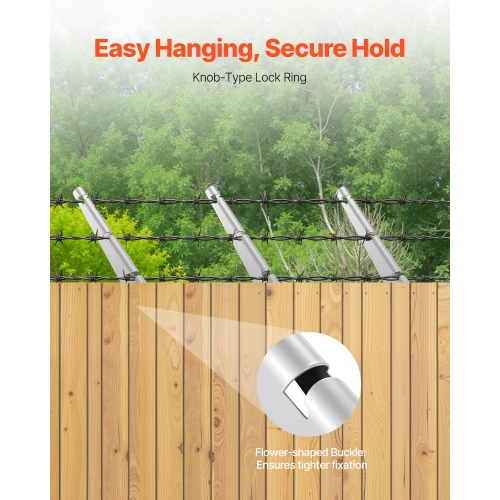 VEVOR 10 Packs 12.2 in Barbed Wire Arm, Fence Post Extender, Flat or Surface Mounted, Galvanized Steel Fence Height Extender, Protect Privacy and