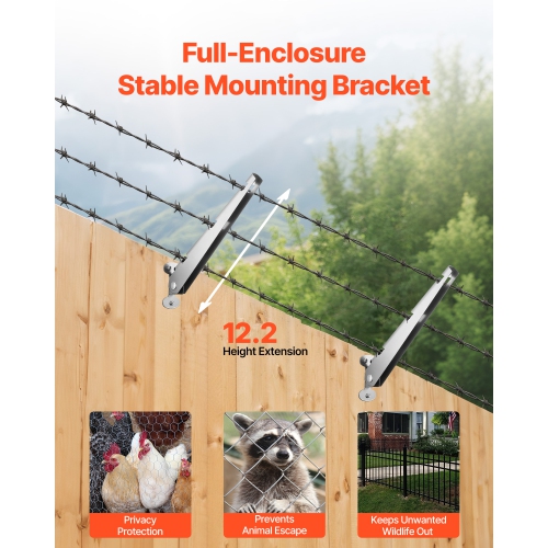 VEVOR 10 Packs 12.2 in Barbed Wire Arm, Fence Post Extender, Flat or Surface Mounted, Galvanized Steel Fence Height Extender, Protect Privacy and