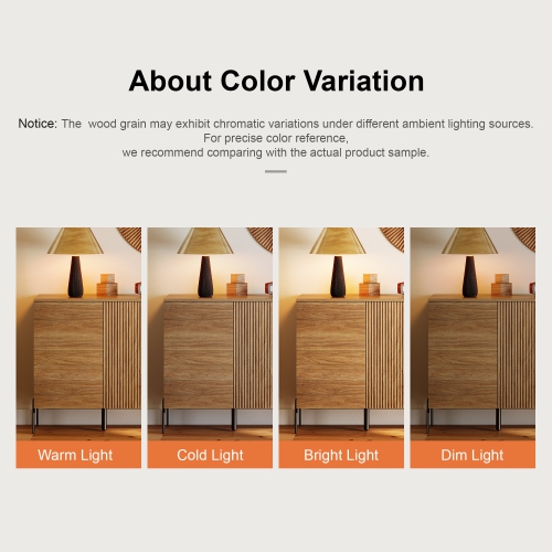 WAMPAT Fluted Sideboard Buffet Cabinet, 61.6" Kitchen Storage Cabinets with 4 Doors & Adjustable Shelves, Modern Coffee Bar Accent Cabinet Credenza