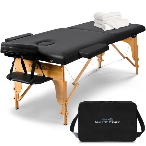 SERENELIFE  Portable Massage Table, Professional Adjustable Folding 3 Sections Massage Bed, Lash Bed Ideal for Beauty Salon, Physical Therapy