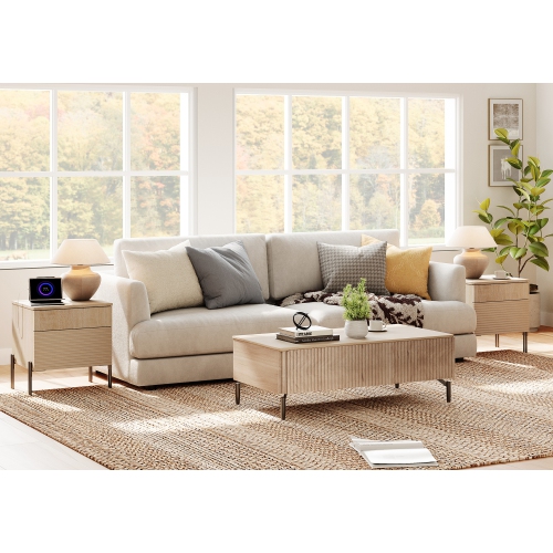 WAMPAT Fluted Nightstands Set of 2 with Charging Station, 18” Bedside Table with 4 Drawers, End Table Night Stand with USB Ports and Outlets for