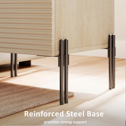 WAMPAT Fluted Nightstands Set of 2 with Charging Station, 18” Bedside Table with 4 Drawers, End Table Night Stand with USB Ports and Outlets for