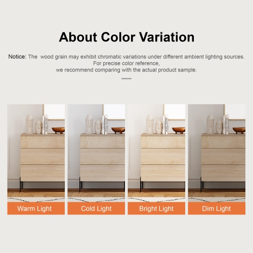 Commode cannelée à 6 tiroirs WAMPAT, commode moderne en bois de 47,2 po de largeur pour chambre à coucher, table à langer avec rangement pour