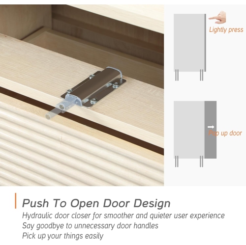 Commode cannelée à 6 tiroirs WAMPAT, commode moderne en bois de 47,2 po de largeur pour chambre à coucher, table à langer avec rangement pour