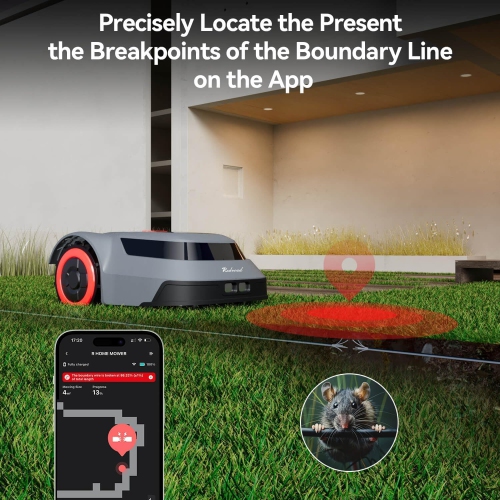 Redroad Robot Mower, Automatic Robot Lawn Mower Precise Boundary Wire Break Detection Smart Navigation