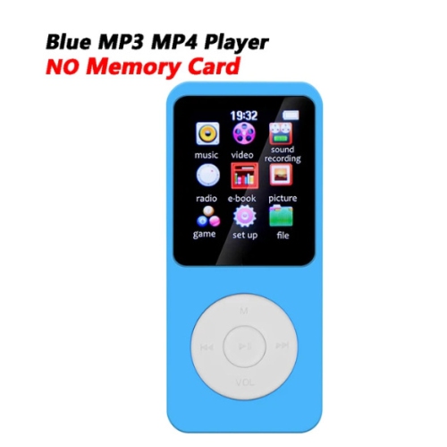 Portable MP3 Player with Bluetooth, MP4 e-book, and Lossless Music Player, 64GB Memory Card - Blue and White