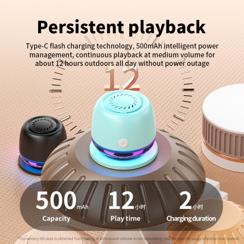 Magnetic waterproof Bluetooth speaker | 5W panoramic sound | IPX6 waterproof | RGB lighting | TWS wireless connection | Portable mini speaker for car