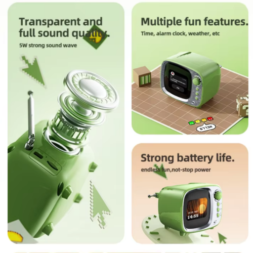 Multifunctional Bluetooth speaker alarm clock | 8W bass | Bluetooth calling | Dynamic screen | FM radio, TF card, and USB-C port | Long battery life