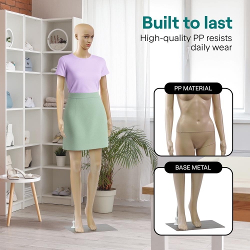 SereneLife 68.9" Tall Full-Body Female Mannequin with Adjustable Head, Flexible Limbs and Detachable Design, Perfect for Clothing Stores, Boutiques,