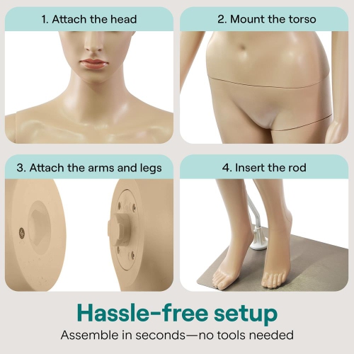 SereneLife 68.9" Tall Full-Body Female Mannequin with Adjustable Head, Flexible Limbs and Detachable Design, Perfect for Clothing Stores, Boutiques,