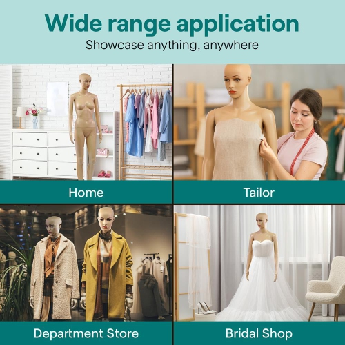 SereneLife 68.9" Tall Full-Body Female Mannequin with Adjustable Head, Flexible Limbs and Detachable Design, Perfect for Clothing Stores, Boutiques,