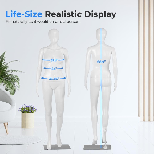 SereneLife 68.9'' Female Torso Dress Form-Detachable Mannequin Full Body Stand, Standard