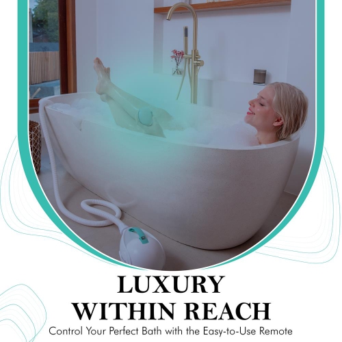 SereneLife Heated Bubble Bath Mat - Portable Spa Massager with Waterproof Light, Customizable Bubble Intensity, Pillow & Remote for Ultimate Comfort