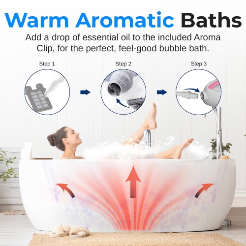 SereneLife Heated Bubble Bath Mat - Portable Spa Massager with Waterproof Light, Customizable Bubble Intensity, Pillow & Remote for Ultimate Comfort