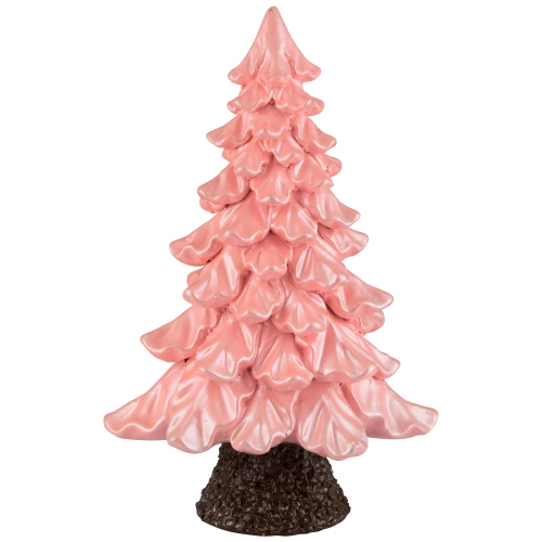Décoration de Noël en forme d'arbre balayé au bas, perle iridescente - 9,25 po - Rose