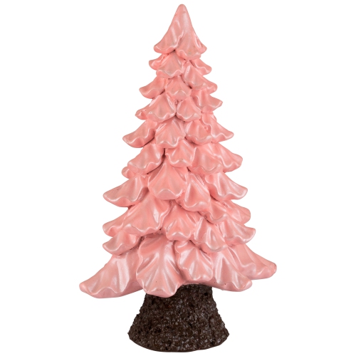 Décoration de Noël en forme d'arbre balayé au bas, perle iridescente - 9,25 po - Rose