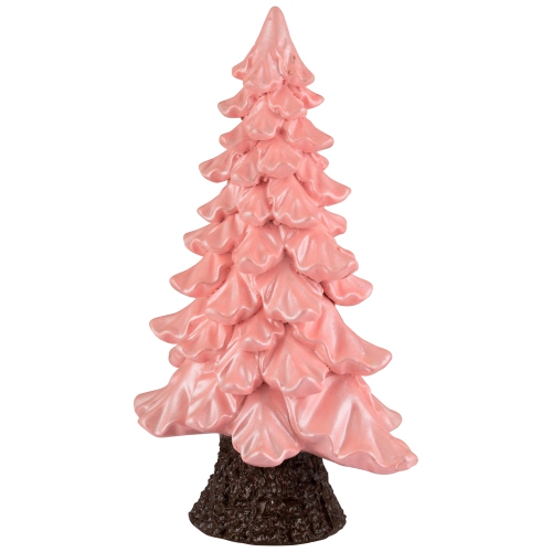 Décoration de Noël en forme d'arbre balayé au bas, perle iridescente - 9,25 po - Rose