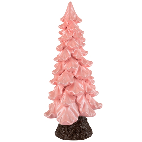 Décoration de Noël en forme d'arbre balayé au bas, perle iridescente - 9,25 po - Rose