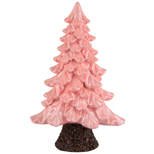 Décoration de Noël en forme d'arbre balayé au bas, perle iridescente - 9,25 po - Rose